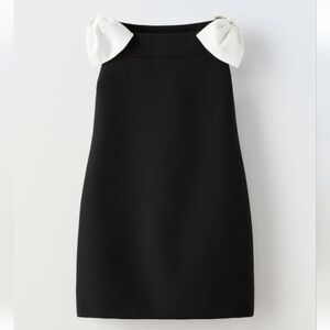 Zara Chic Black Dress with Bows Accents